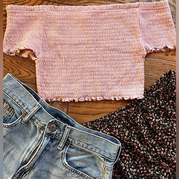 Aeropostale Denim High Waisted Shorts, tube top and skirt C16 - Picture 3 of 7